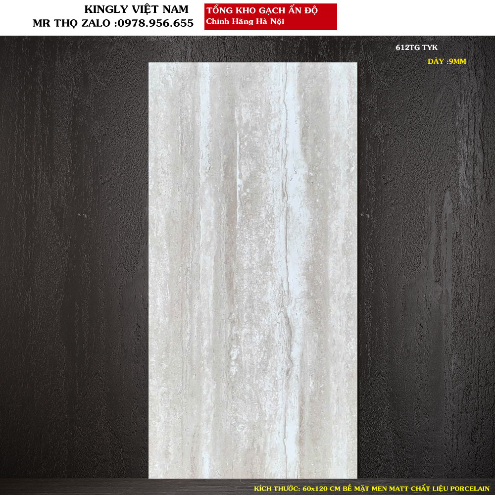 Gạch vân đá Travertine 600x1200 mm 612TG Loại 1